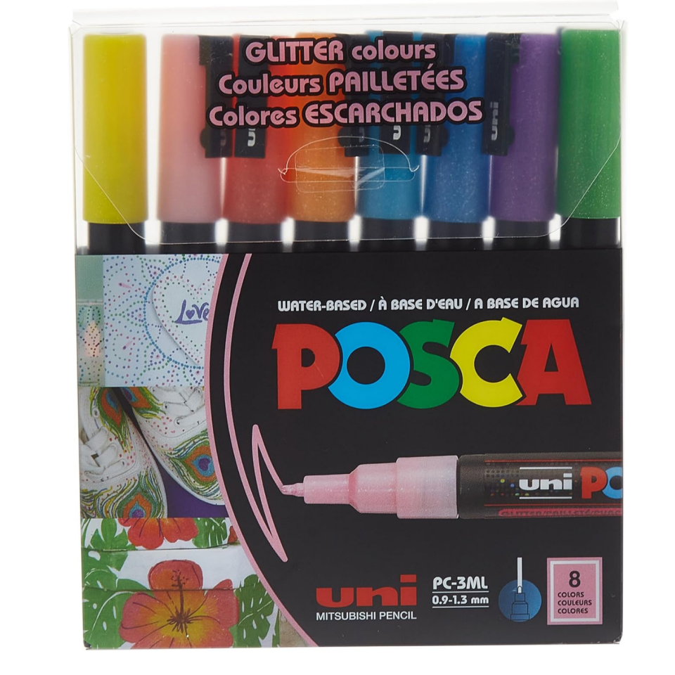 Uni Pc-3M/8C Posca Su Bazlı Poster Markörü Ana Renk 09-1.3mm 8'li Set