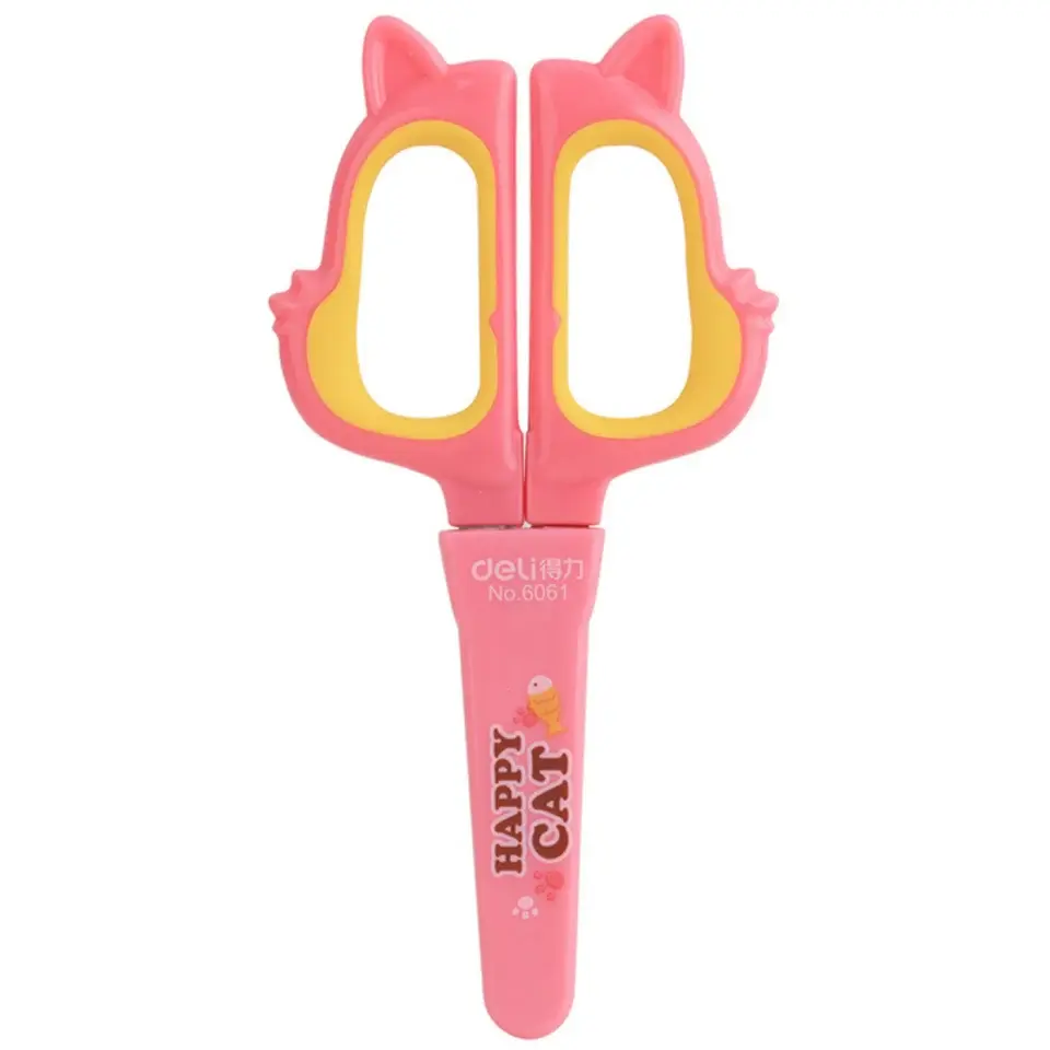 Deli 138 mm Kılıflı Küt Okul Makası Pembe