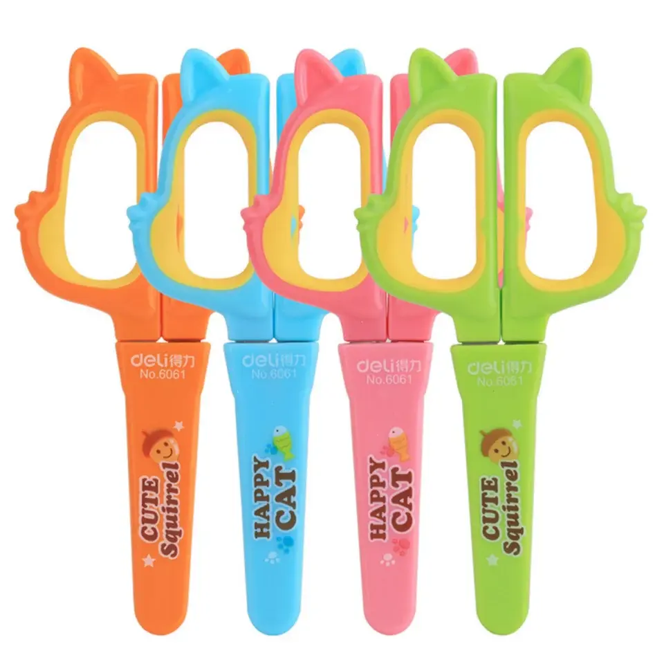 Deli 138 mm Kılıflı Küt Okul Makası Turuncu