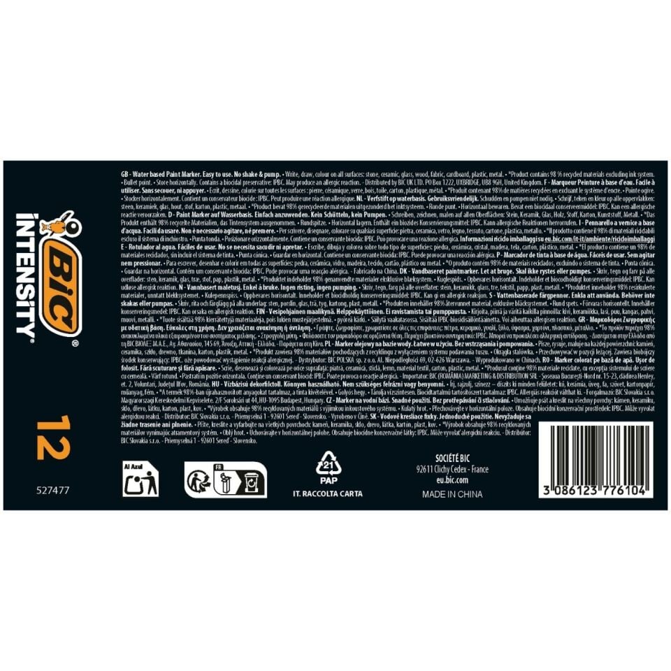 Bic 527477 Intensity Paint Marker Akrilik Boya Kalemi Siyah 12'li Kutu
