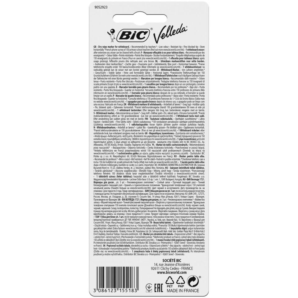 Bic 1721 Velleda Çocuk Tahta Kalemi 3 Kalem+Silgi 4'lü Set