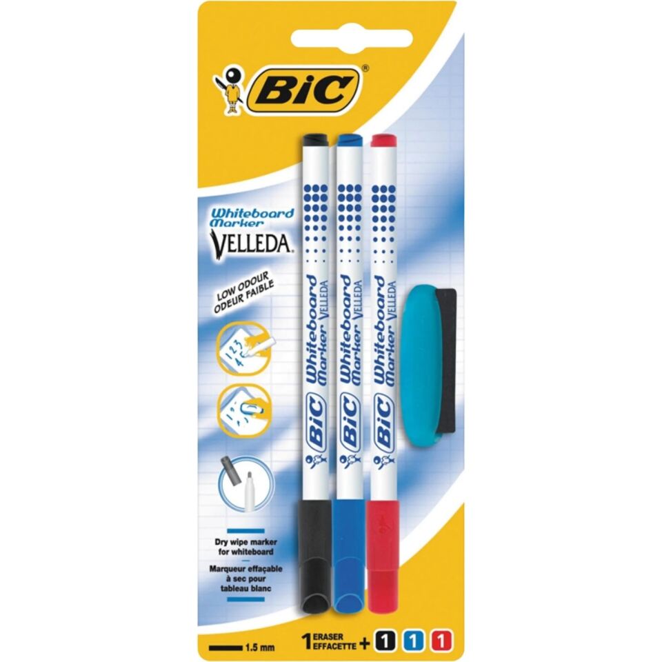Bic 1721 Velleda Çocuk Tahta Kalemi 3 Kalem+Silgi 4'lü Set