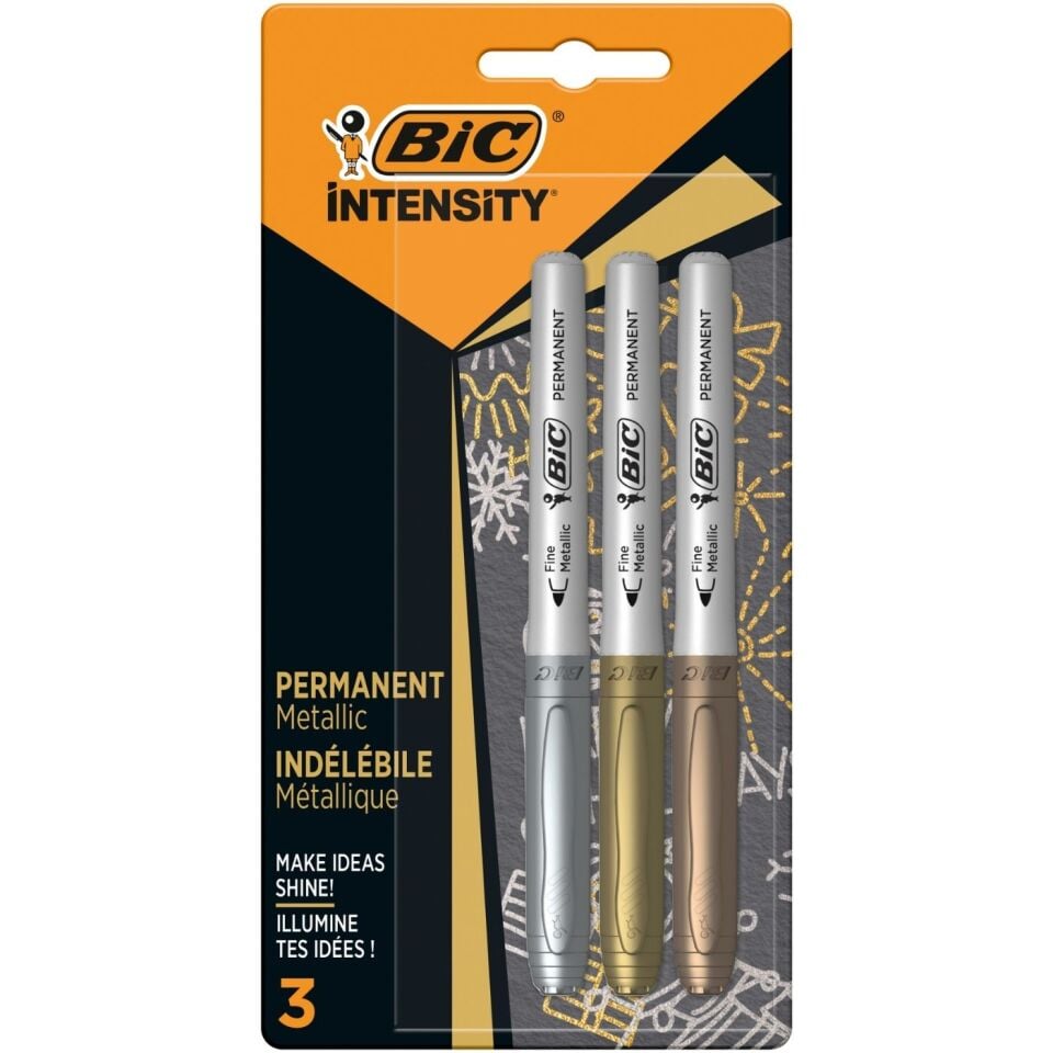 Bic 944033 Intensity Permanent Markör Altın Gümüş Bronz 3'lü Set