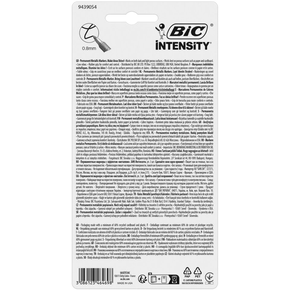 Bic 944033 Intensity Permanent Markör Altın Gümüş Bronz 3'lü Set