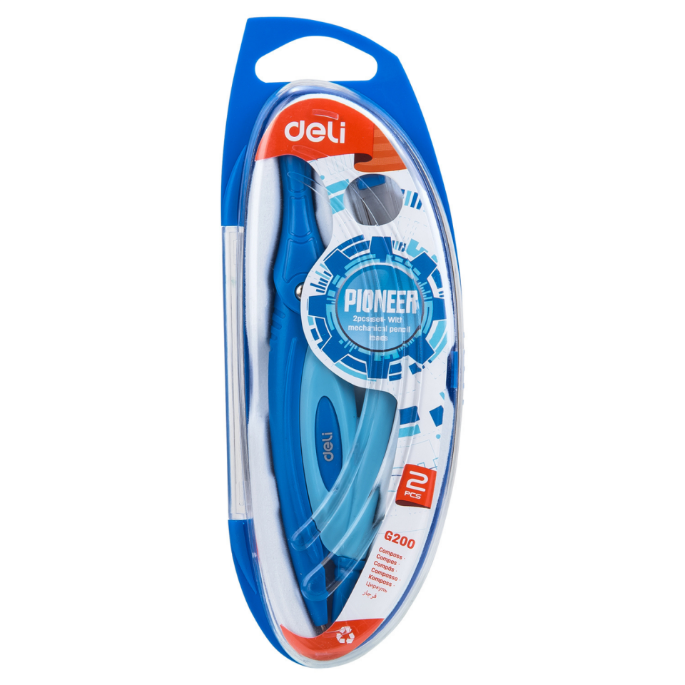 Deli EG20002 Kutuda Plastik Pergel Seti Mavi
