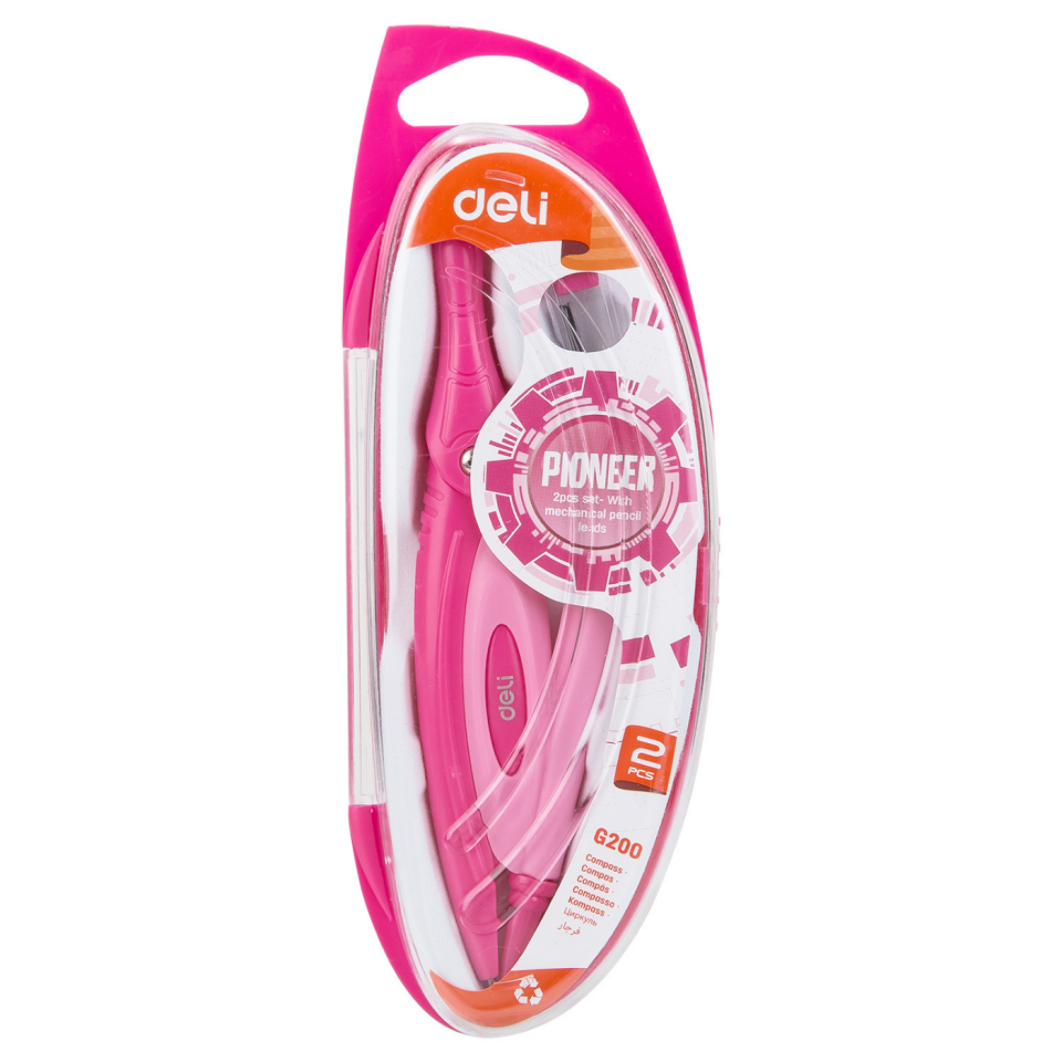 Deli EG20002 Kutuda Plastik Pergel Seti Pembe