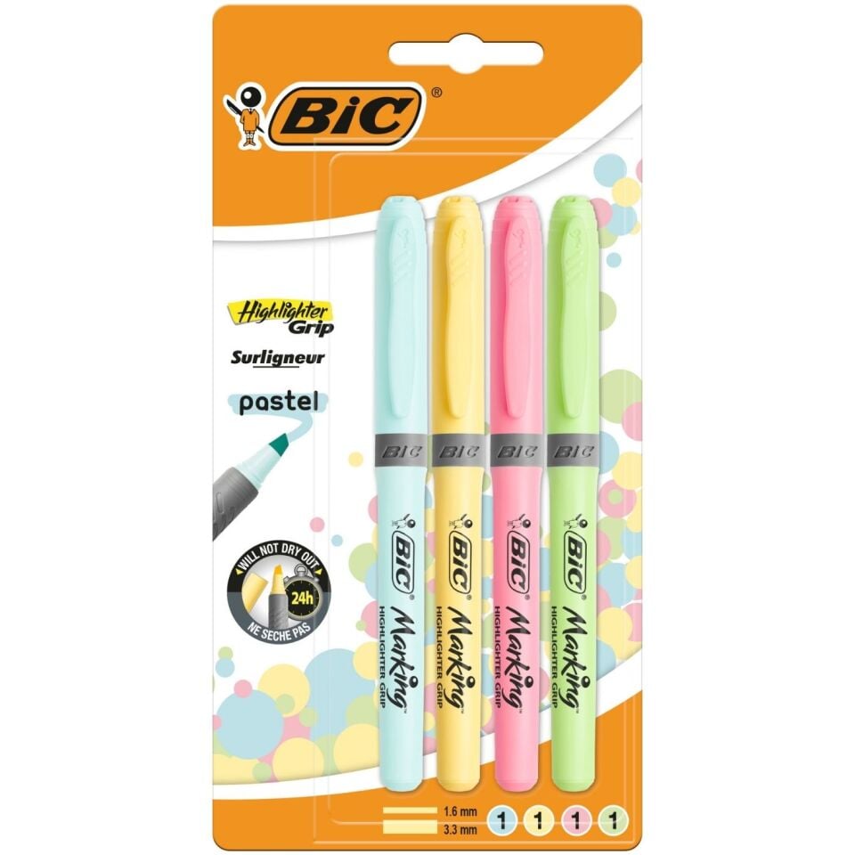Bic 964859 Marking Highlighter Grip Pastel Renkler 4'lü