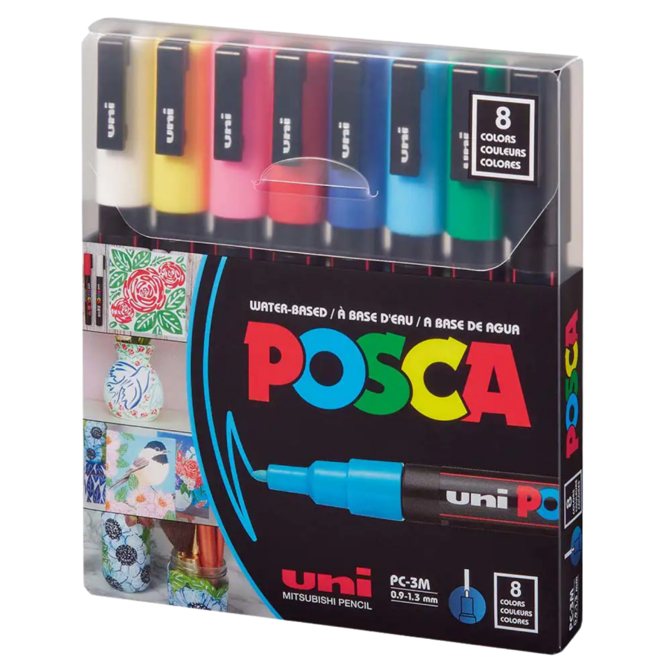 Uni Pc­3M/8C Sc Posca Su Bazlı Poster Markörü Soft 09­-1.3mm Renk 8'li Set