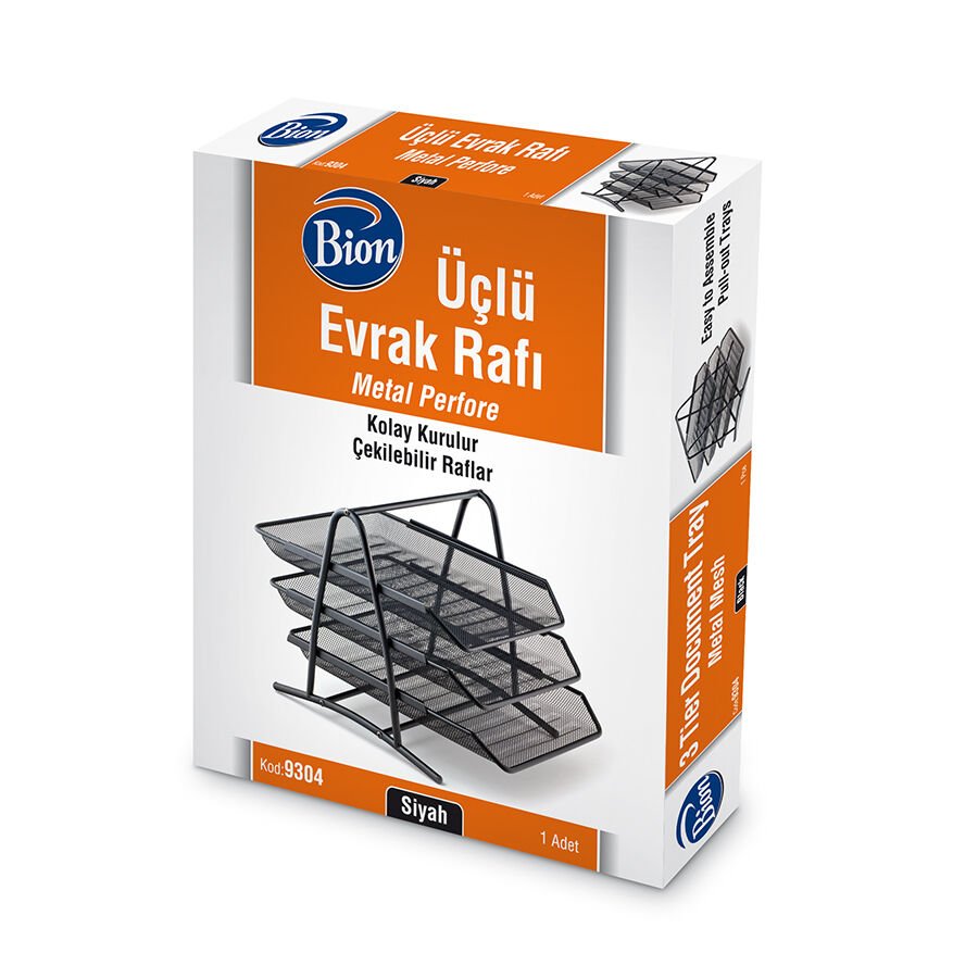 Mas 9304 Bion Perfore Evrak Rafı  3'lü  Siyah