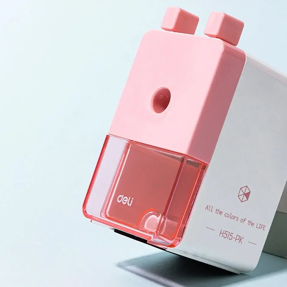Deli H515 Çevirmeli Masa Üstü Kalemtıraş Pembe