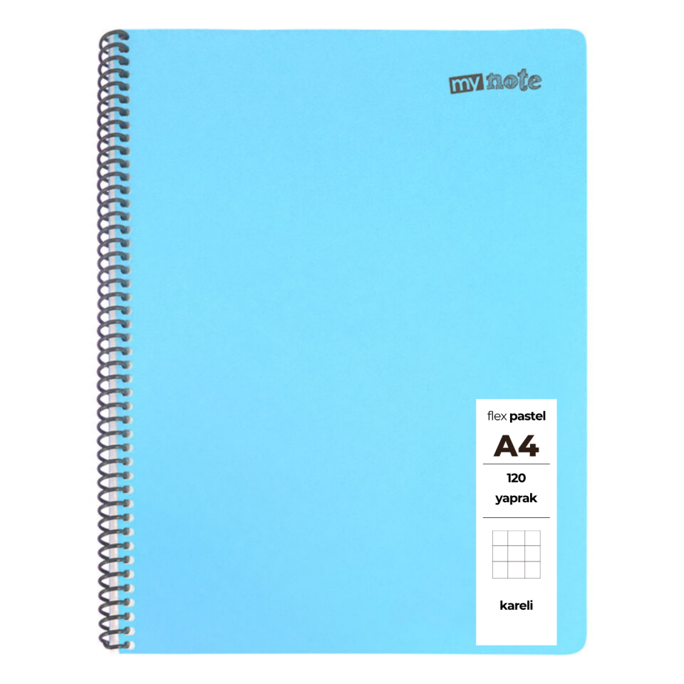 MyNote Flex Pastel Kareli Defter A4 120 Yaprak Mavi