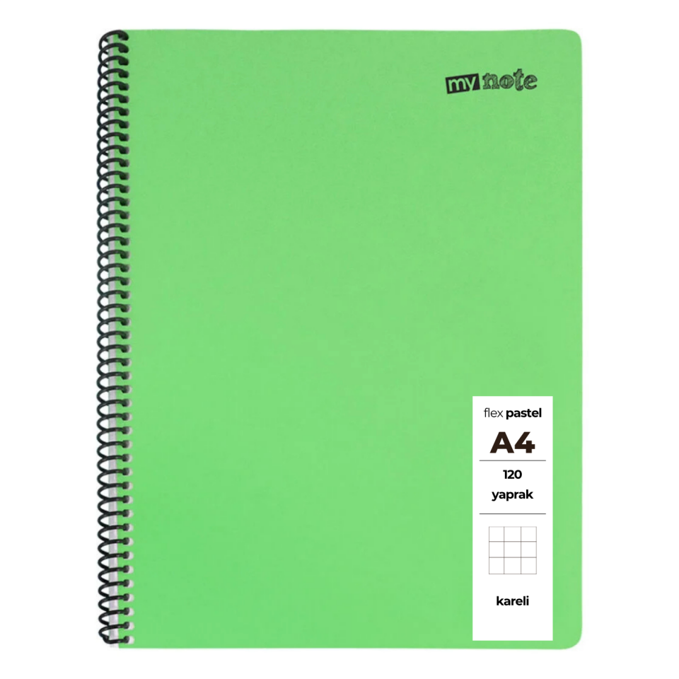 MyNote Flex Pastel Kareli Defter A4 120 Yaprak Yeşil