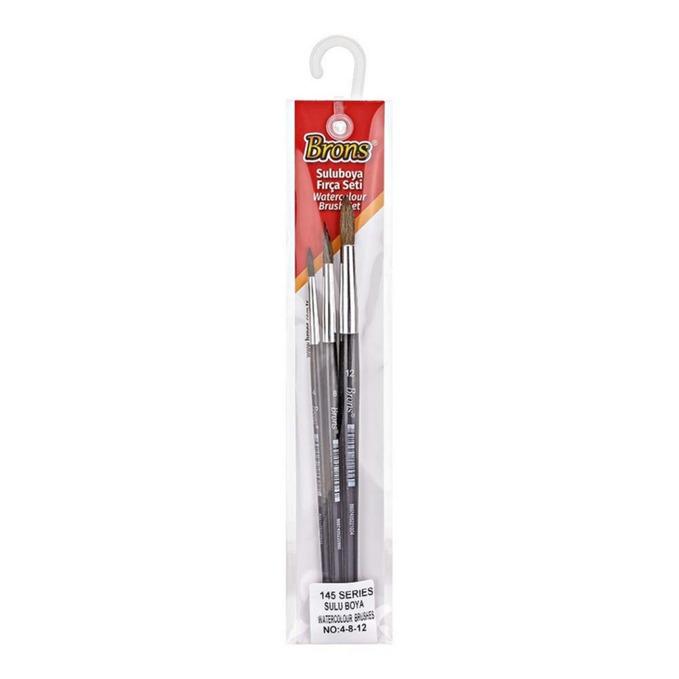 Brons Br-674 Suluboya Fırçası 3Lü Set 4-8-12