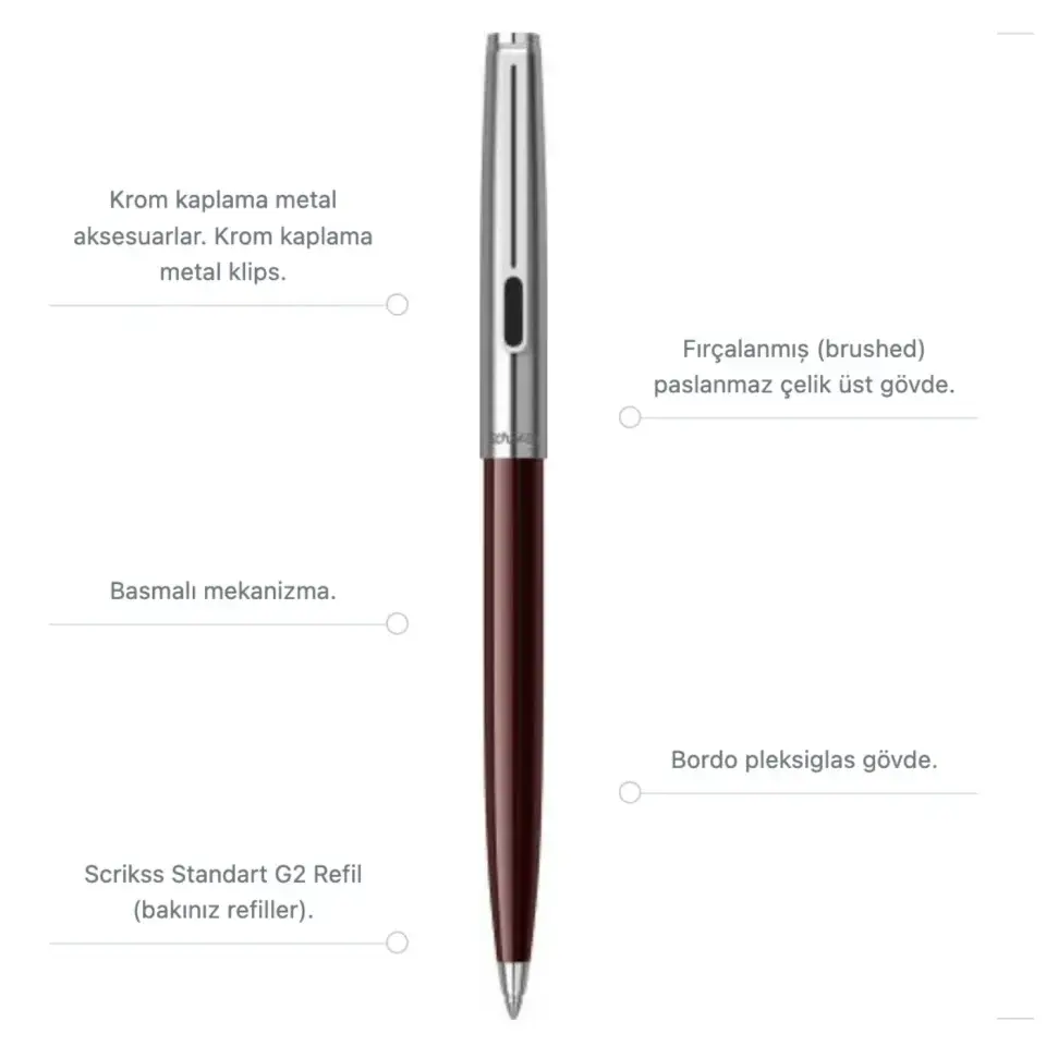  Scrikss Vintage 77 Tükenmez Kalem Bordo