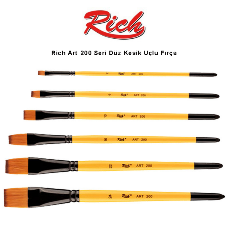 Rich 17376 Art 200 Serisi Sentetik Kıl Düz Kesik Fırca No:2
