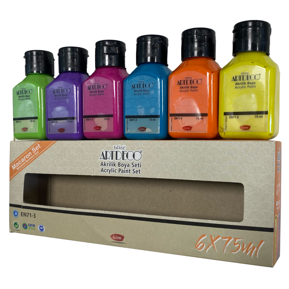 Artdeco Akrilik Boya 6x75ml Set Makaron Renkler