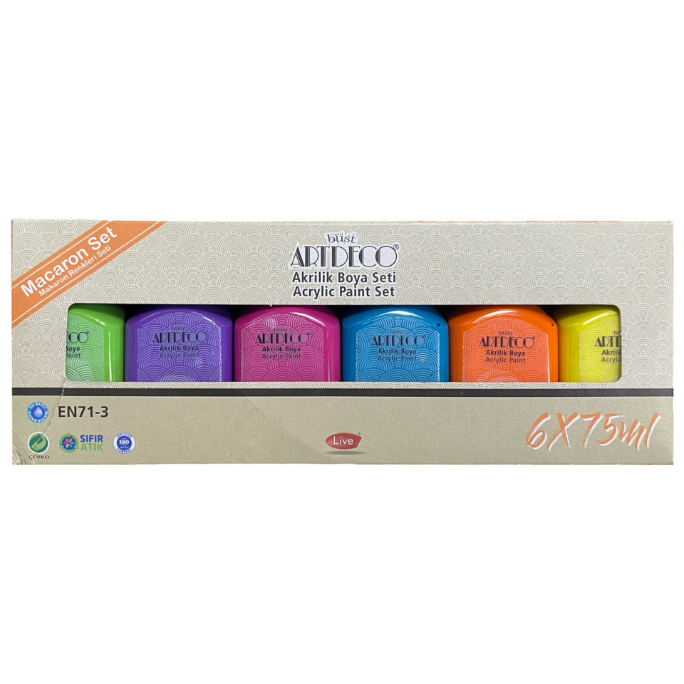 Artdeco Akrilik Boya 6x75ml Set Makaron Renkler