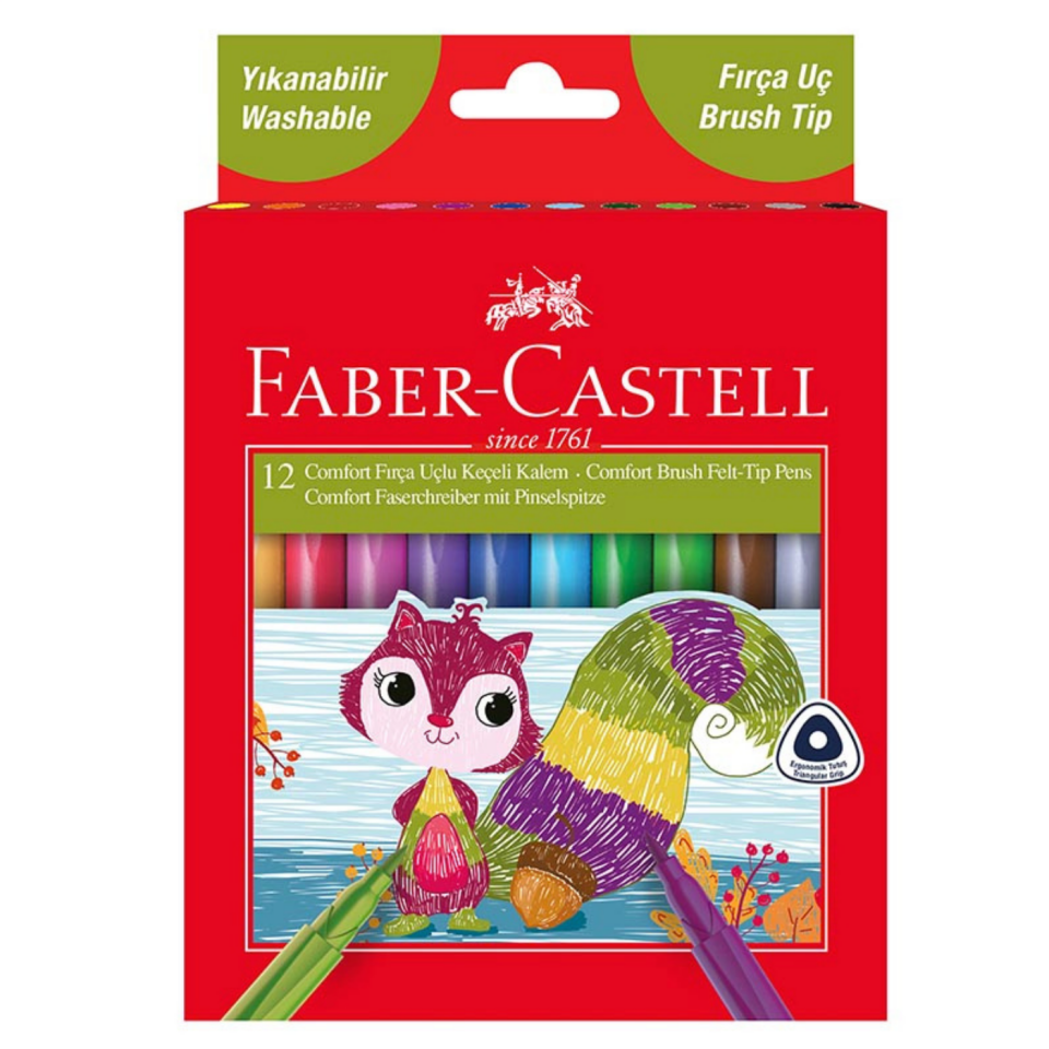 Faber Castel Comfort Fırça Uçlu Keçeli Kalem 12'li 155242