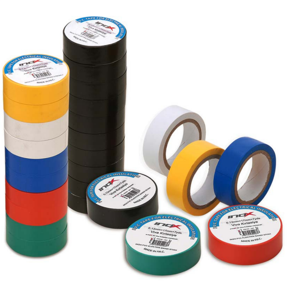 İnox 2274 Extra Yapışkanlı PVC Elektrik Bandı Kırmızı Yeşil Mavi