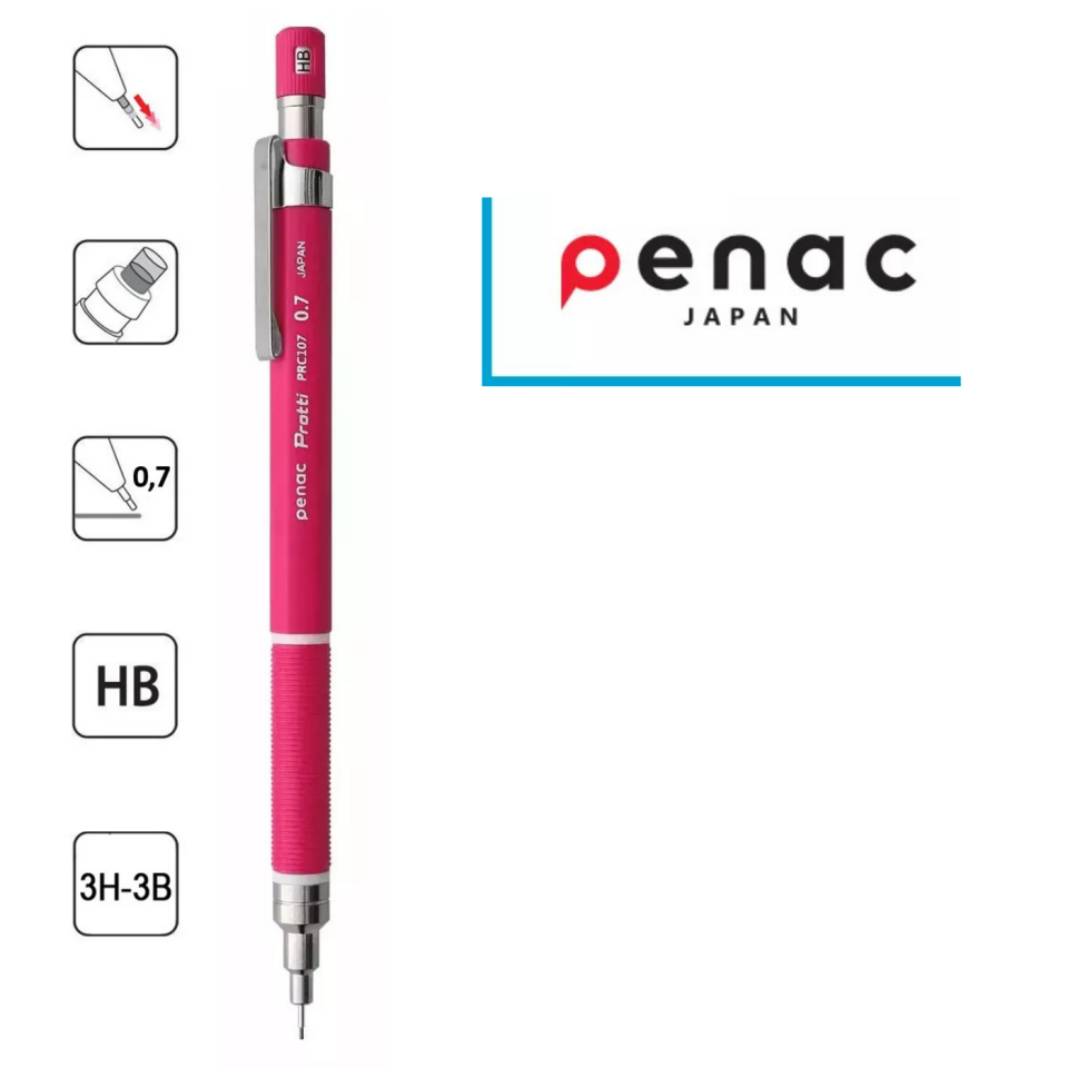Penac Protti PRC-107 Mekanik Kurşun Kalem 0,7 Mm Kırmızı