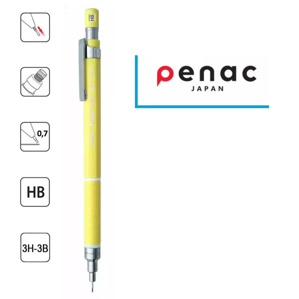 Penac Protti PRC-107 Mekanik Kurşun Kalem 0,7 Mm Sarı