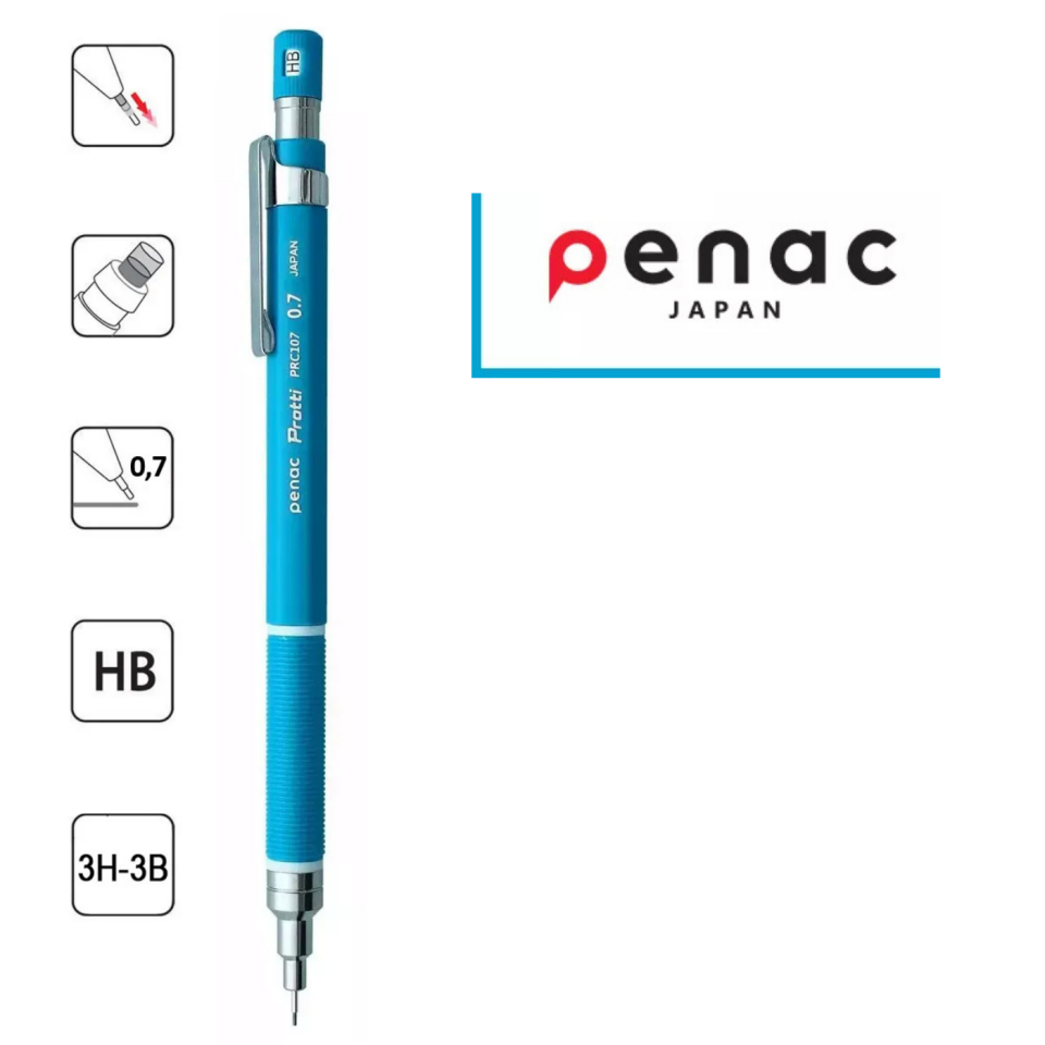 Penac Protti PRC-107 Mekanik Kurşun Kalem 0,7 Mm Mavi