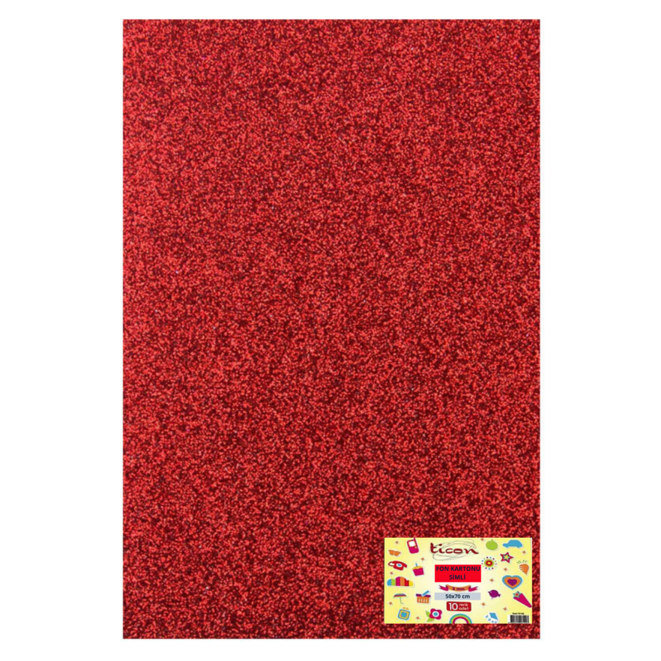 Ticon Simli Fon Kartonu 50x70 Cm 10'lu Kırmızı