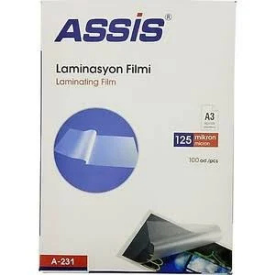 AssisLaminasyon Filmi Parlak  A3 125 Micron
