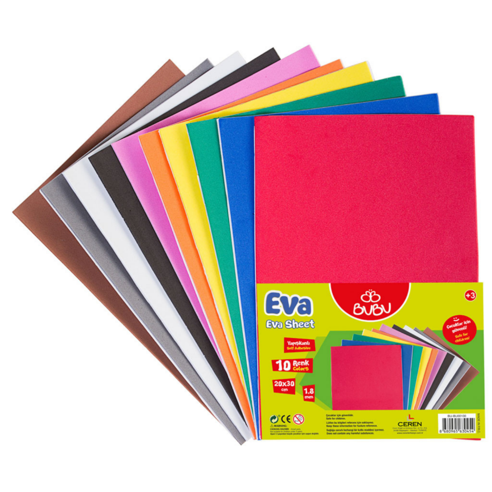 Bu-Bu Yapışkanlı Eva 20x30 cm 10 Renk EV0036