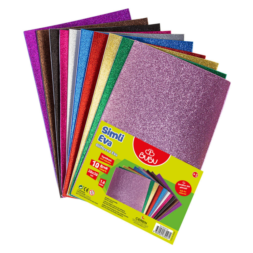 BuBu Simli Yapışkanlı Eva 20x30 cm 10 Renk EV0038
