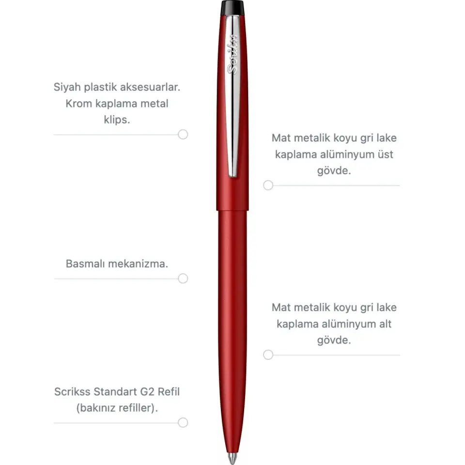 Scrikss F108 Tükenmez Kırmızı