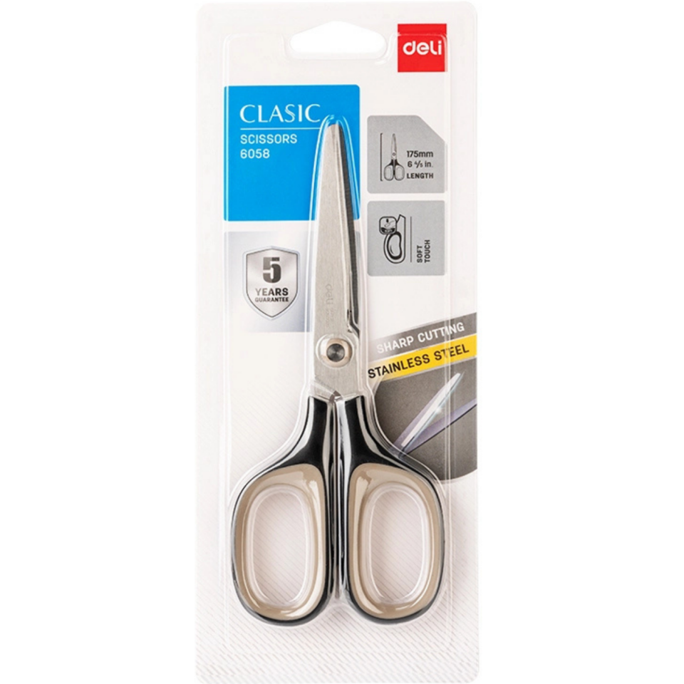 Deli Ofis Makası 175 mm E6058 Mat Bej