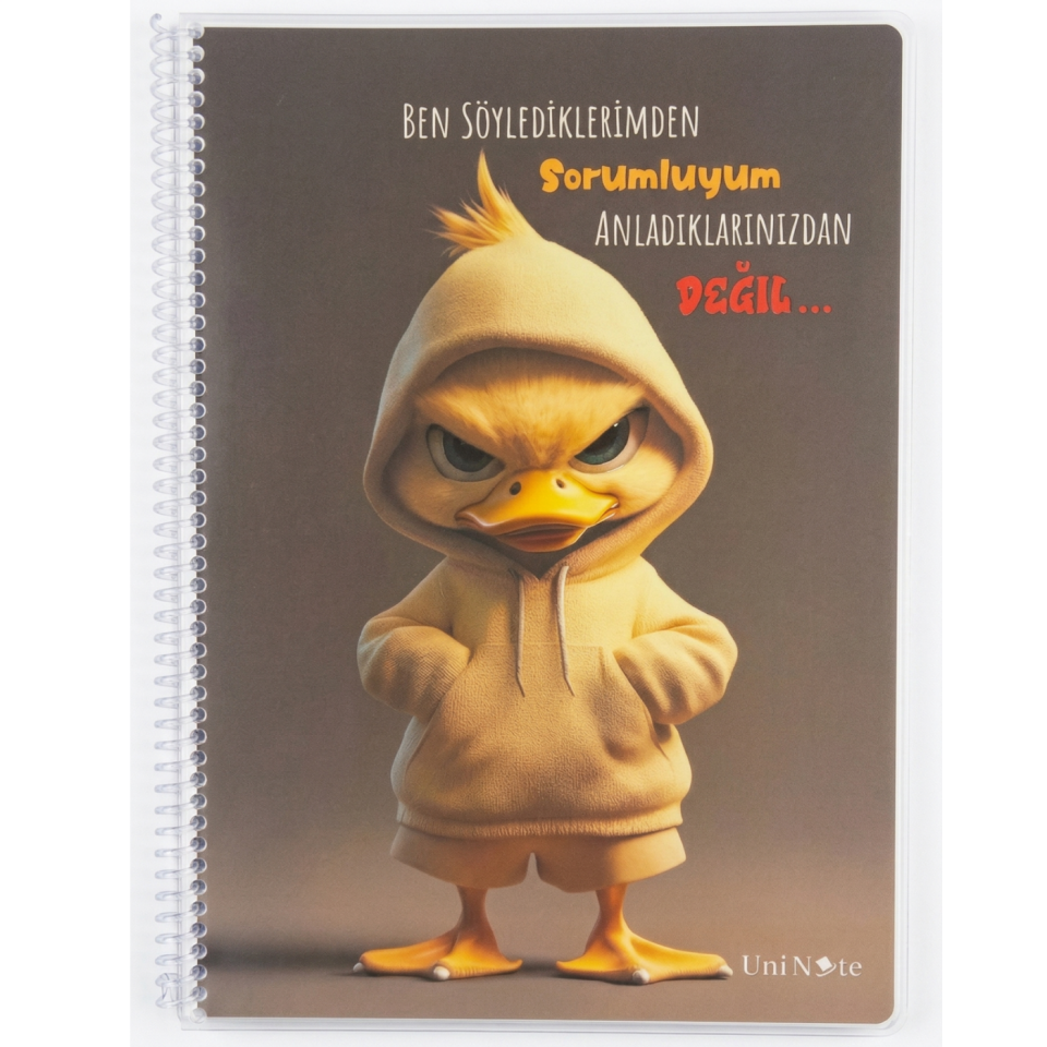 UniNote Civciv Spiralli Kabartma Kapak A4 96 Yp.Çizgili Defter 03