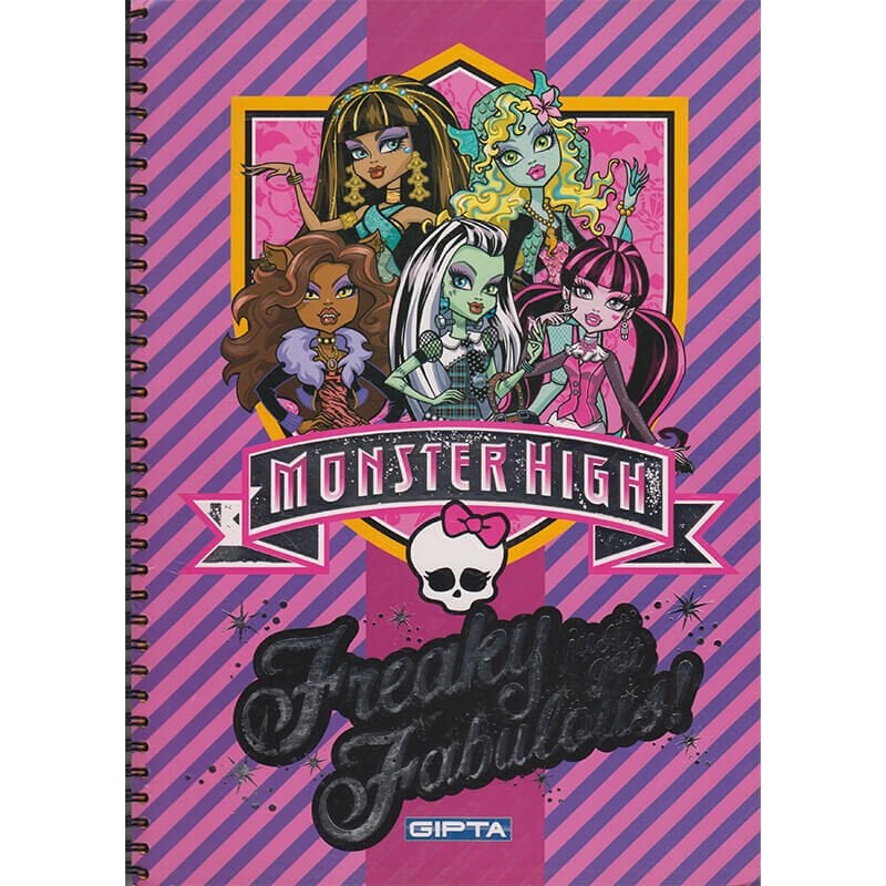 Gıpta 5856 Monster High Spiralli Varaklı Kapak A4 Kareli Defter 80 Yaprak