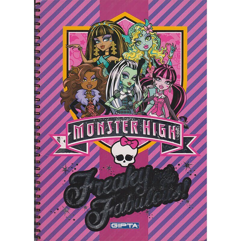 Gıpta 5855 Monster High Spiralli Varaklı Kapak A4 Çizgili Defter 80 Yaprak