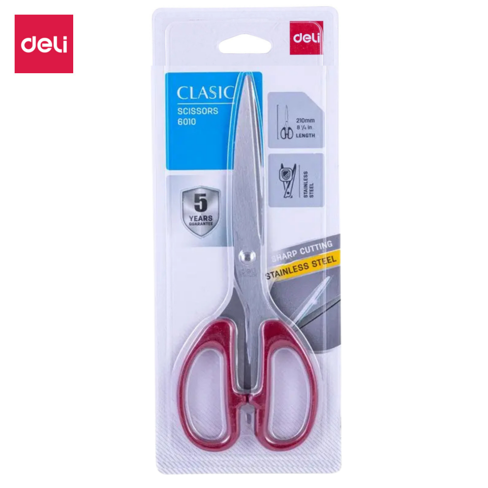Deli 210 mm Ofis Makası E6010 Kırmızı