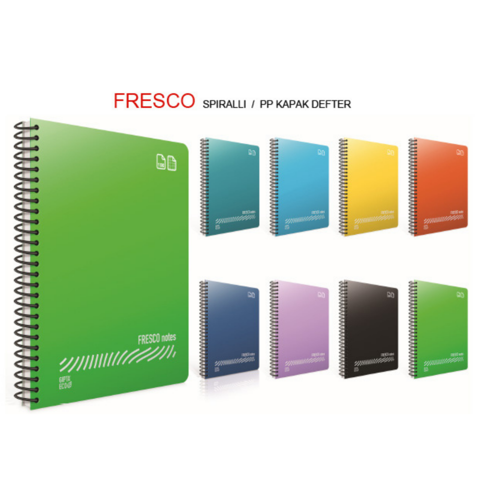 Gıpta 4933 Fresco Spiralli PP Kapak A4 72 Yaprak Kareli Defter